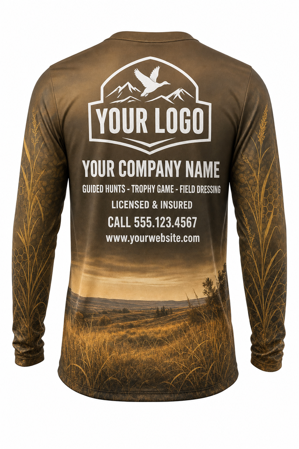 Bison Hunting Guide Crew Uniform - custom company logo all-over-print uniform