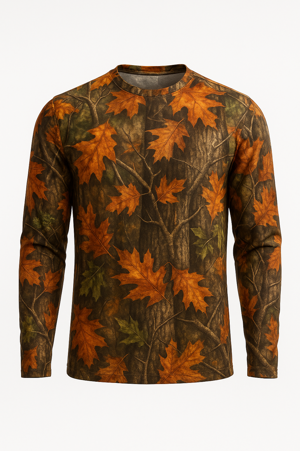 Autumn Leaf Woodland Camo all over print long sleeve hunting shirt