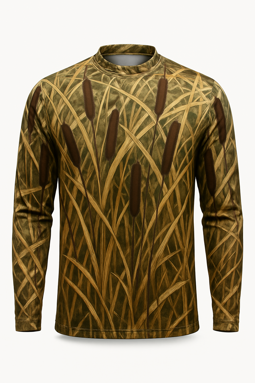 Marsh Reed Cattail Camo all over print long sleeve hunting shirt