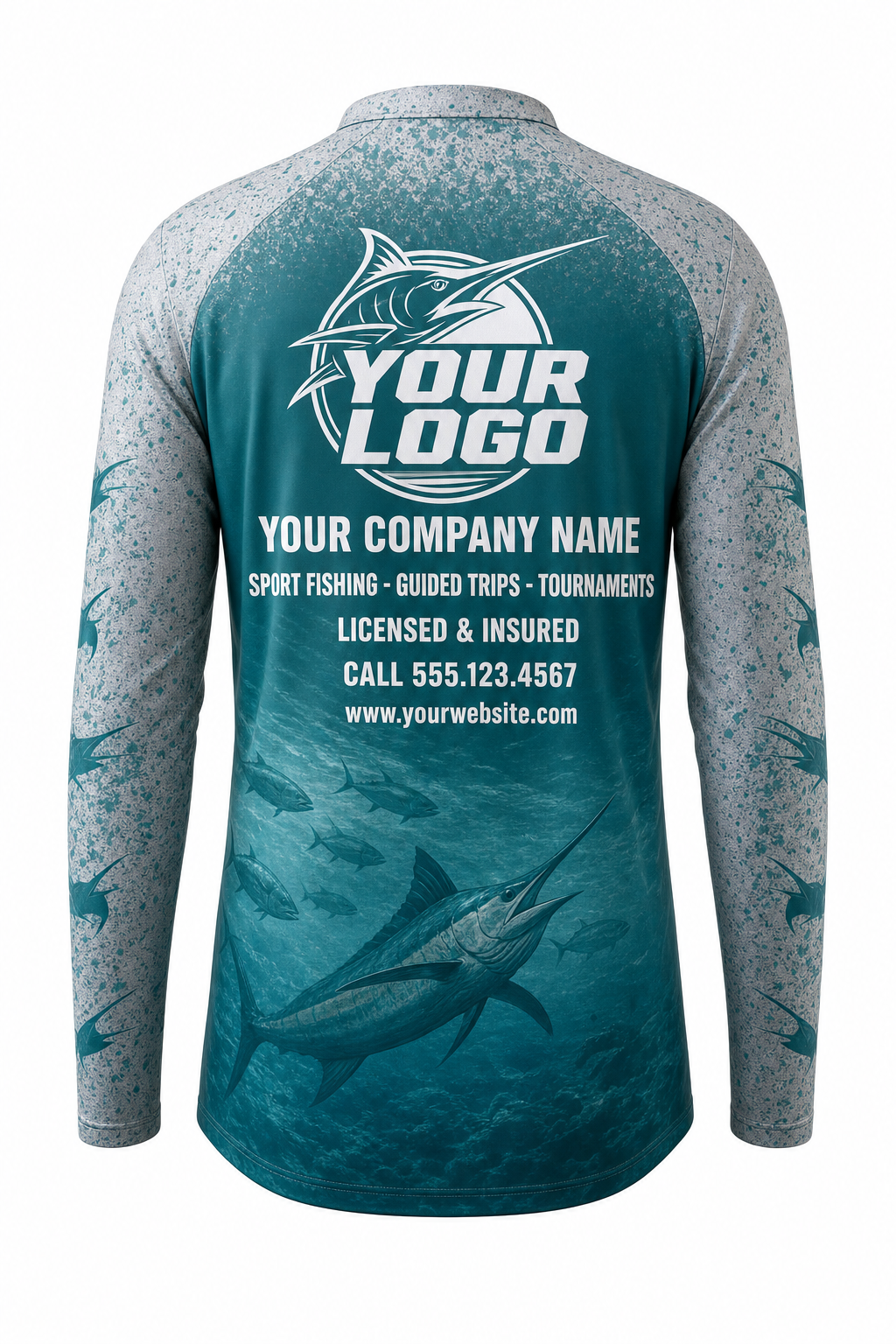 Black Crappie Fishing Charter Crew Uniform - custom company logo all-over-print uniform
