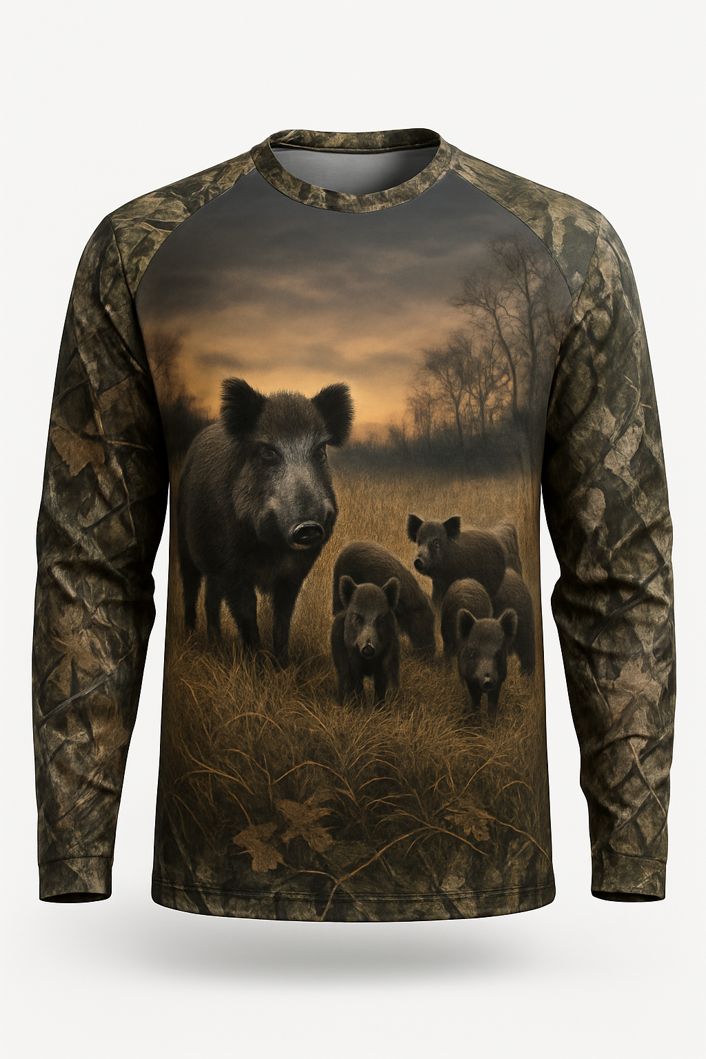 Sounder of Wild Hogs all over print long sleeve hunting shirt