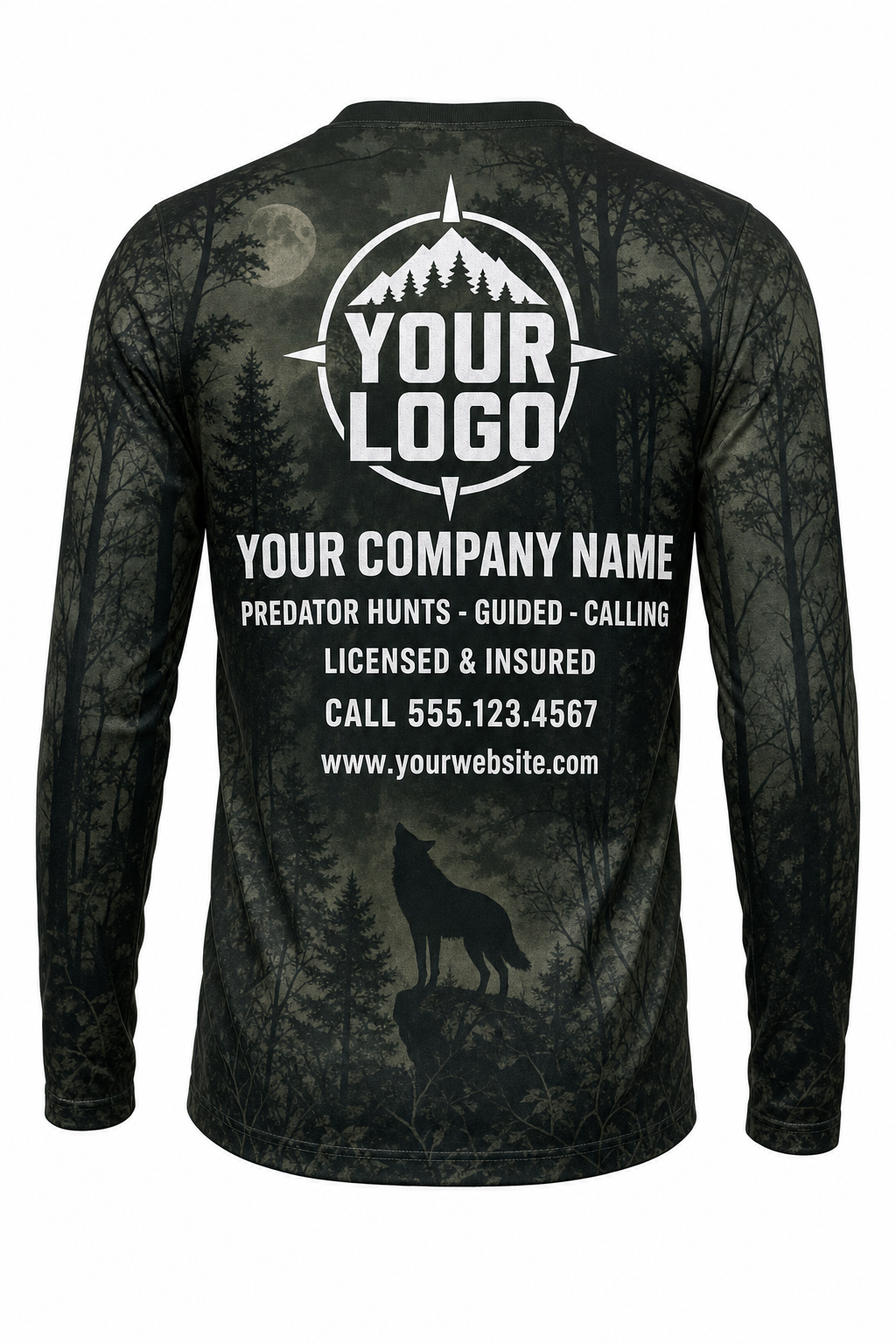 Raccoon Hunting Guide Crew Uniform - custom company logo all-over-print uniform