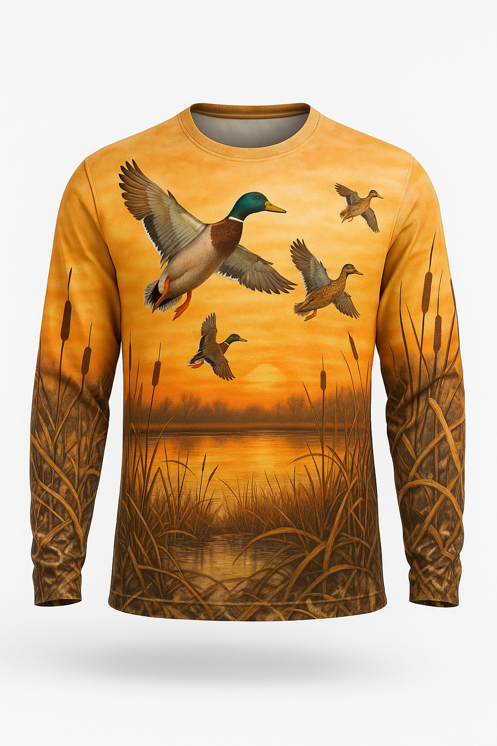 Mallard Ducks Sunset Marsh All-Over-Print Shirt