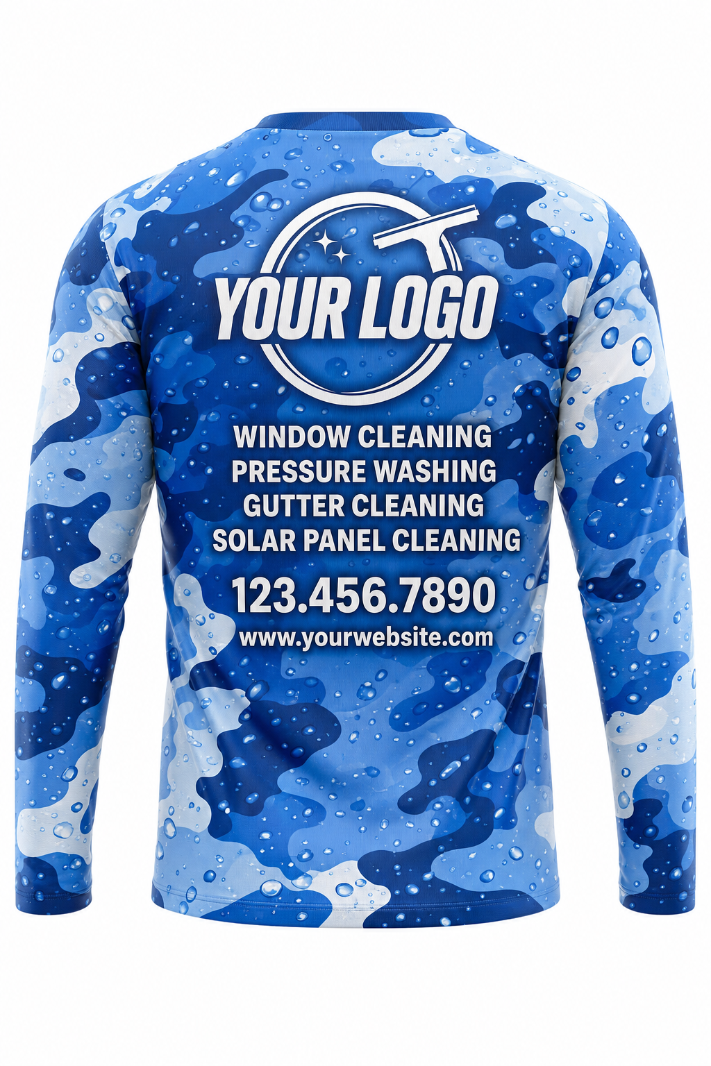 Aqua Camo - Crew Uniform - custom company logo all-over-print uniform