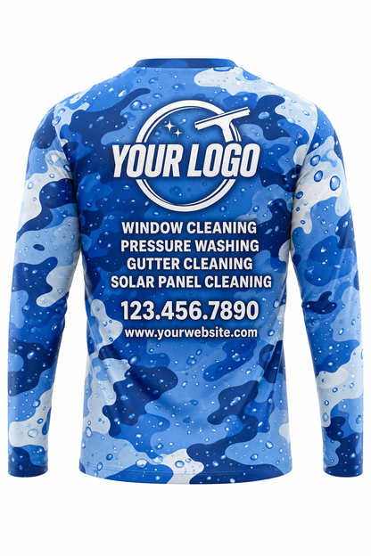 Aqua Camo - Crew Uniform - custom company logo all-over-print uniform