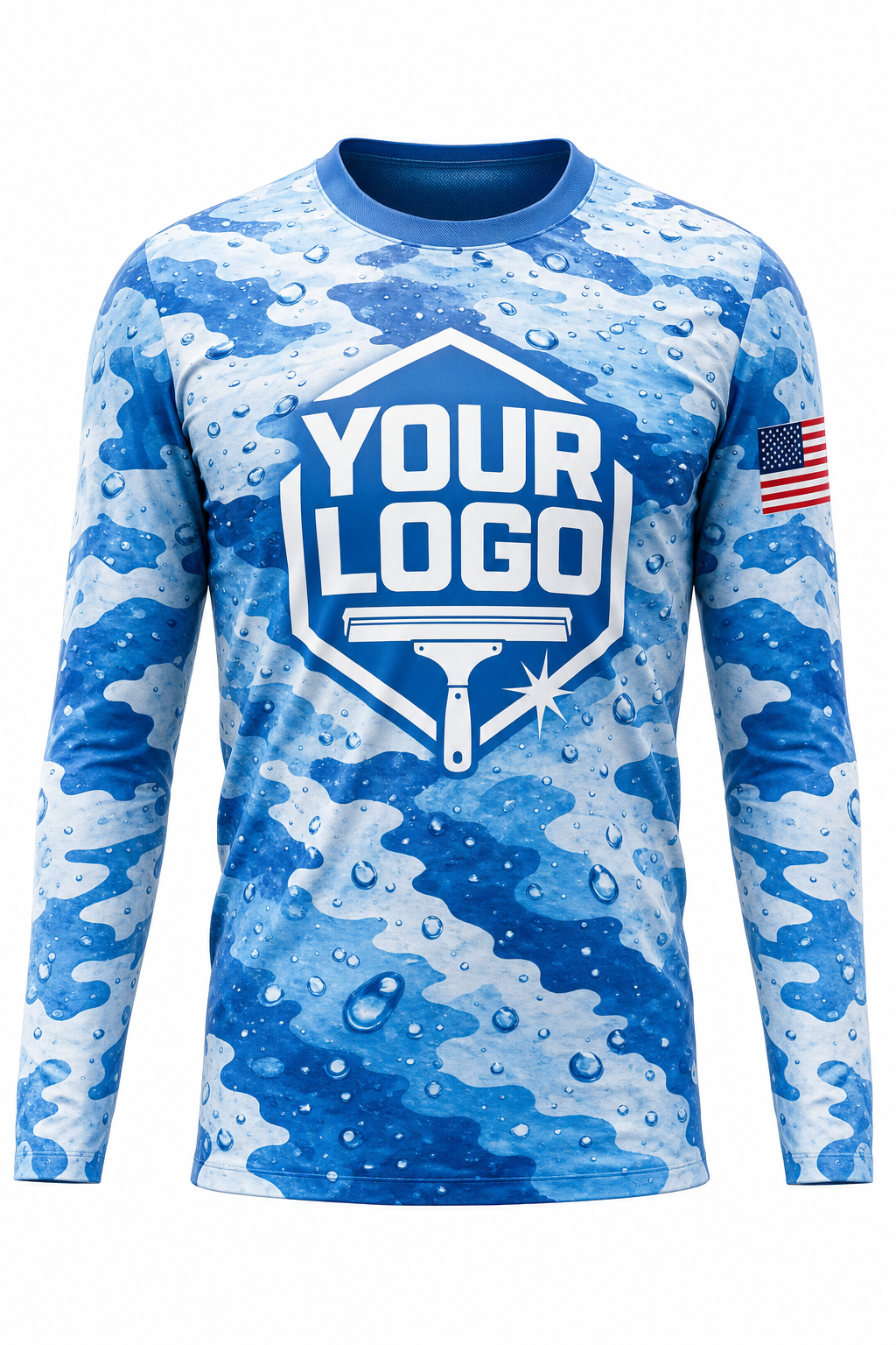 Aqua Camo - Crew Uniform - custom company logo all-over-print uniform
