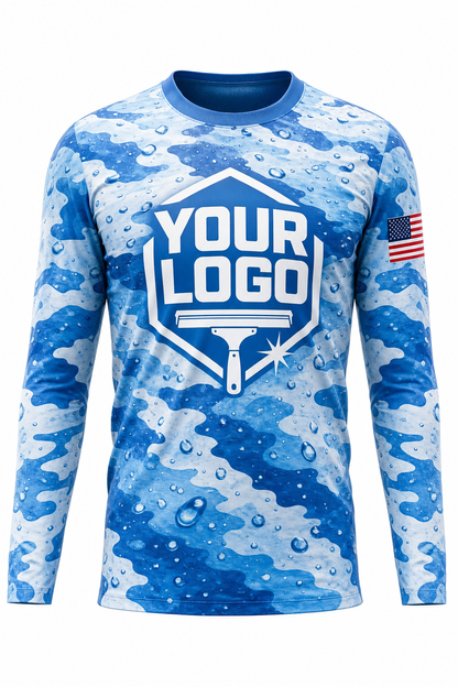 Aqua Camo - Crew Uniform - custom company logo all-over-print uniform