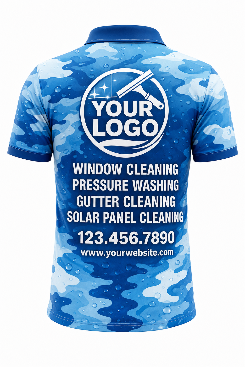 Aqua Camo - Crew Uniform - custom company logo all-over-print uniform