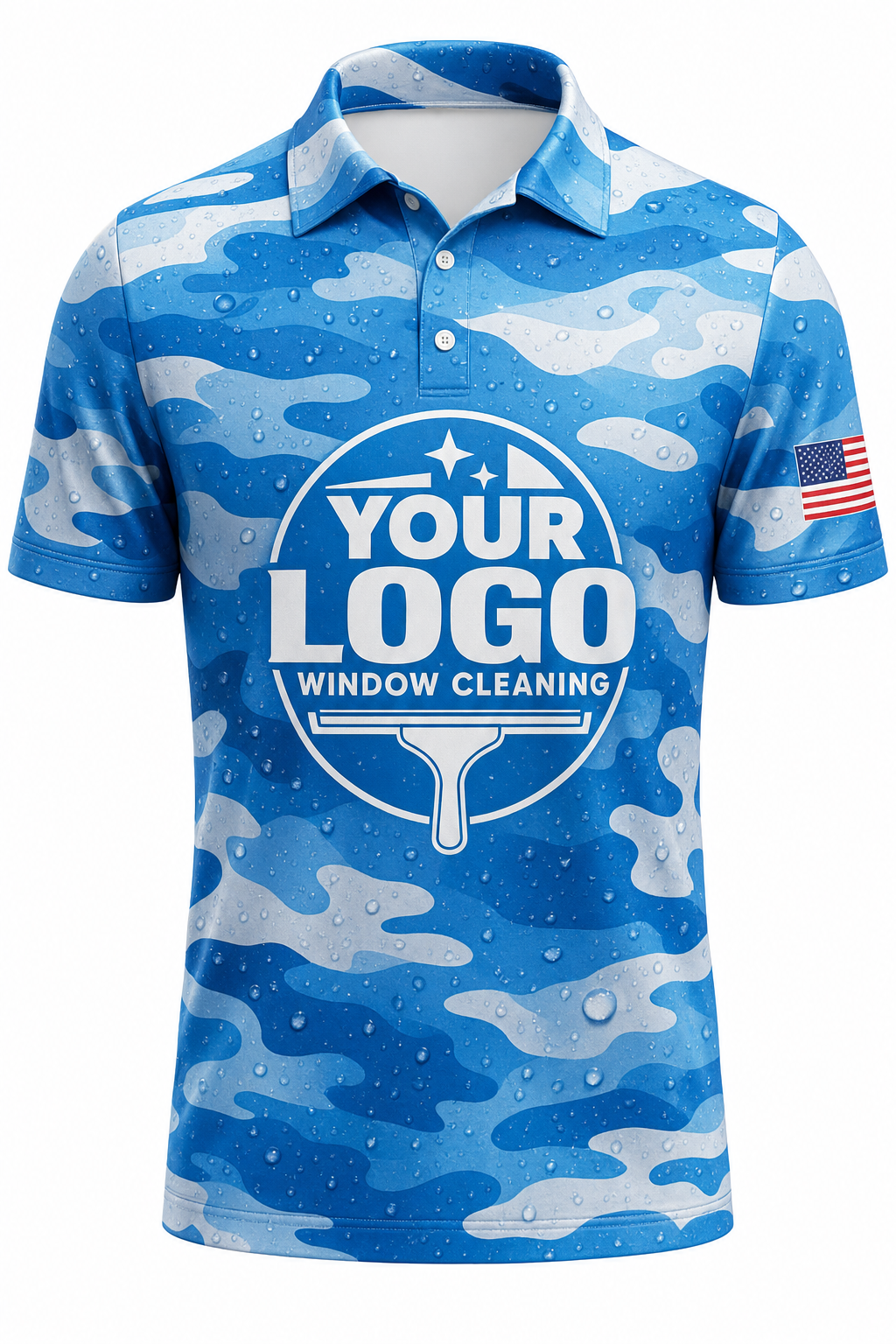 Aqua Camo - Crew Uniform - custom company logo all-over-print uniform