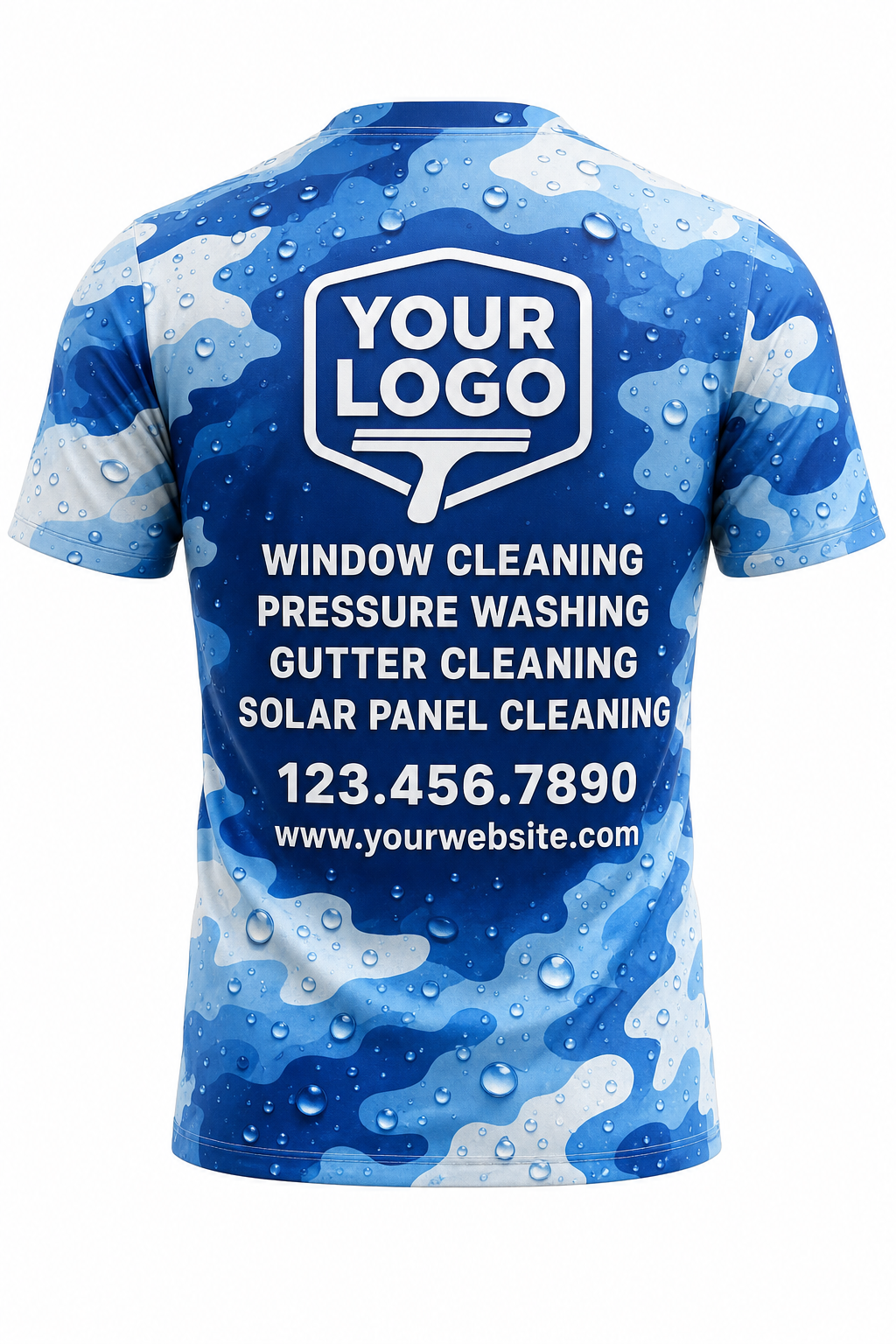Aqua Camo - Crew Uniform - custom company logo all-over-print uniform