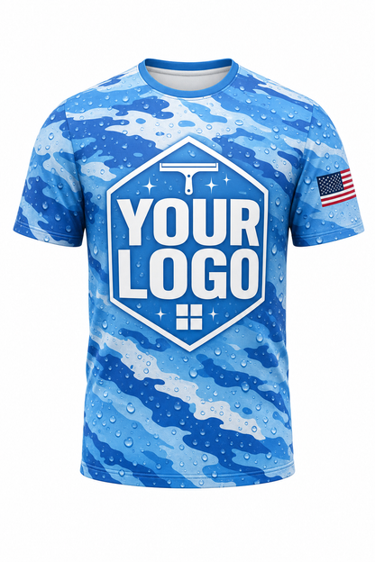 Aqua Camo - Crew Uniform - custom company logo all-over-print uniform