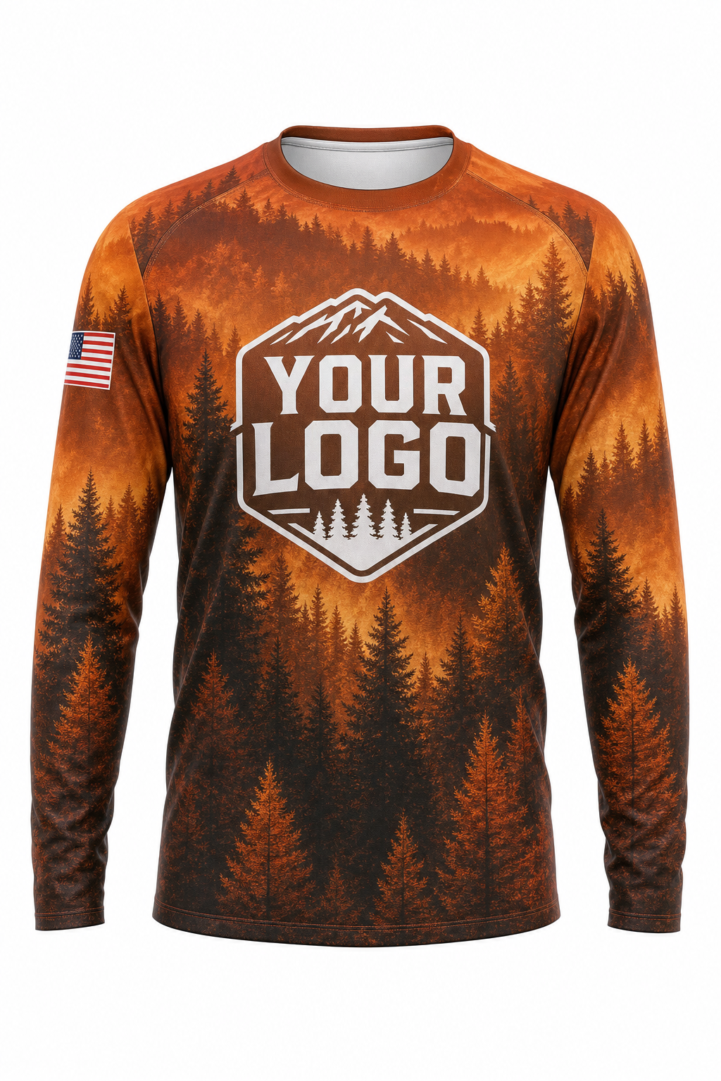 Autumn Pine Forest — Hunting-Guide Crew Uniform (Custom AOP)