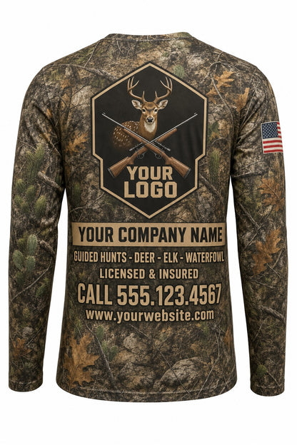 Axis Deer Custom Hunting Team Uniform - back view, custom company logo all-over-print uniform
