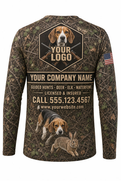 Beagle Rabbit Custom Hunting Team Uniform - back view, custom company logo all-over-print uniform