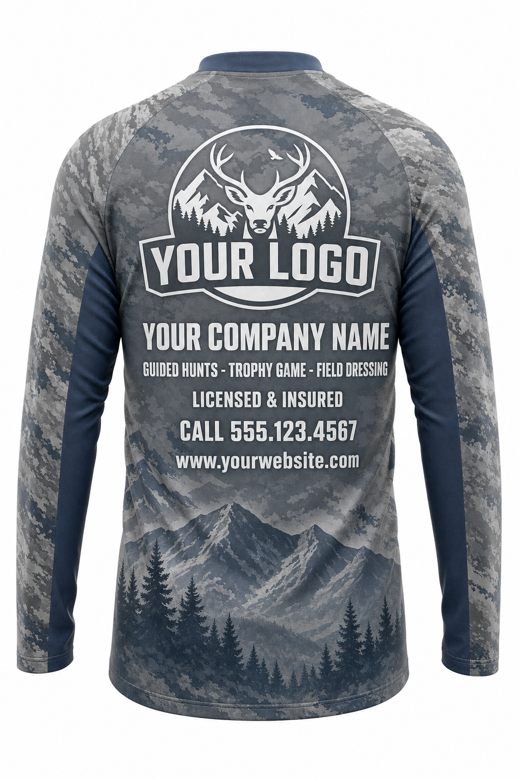 Bighorn Sheep Hunting Guide Crew Uniform - custom company logo all-over-print uniform
