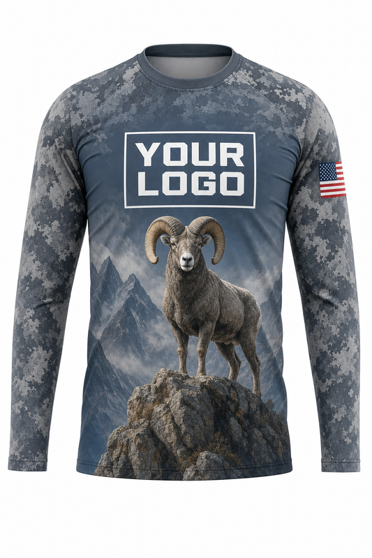 Bighorn Sheep Hunting Guide Crew Uniform - custom company logo all-over-print uniform