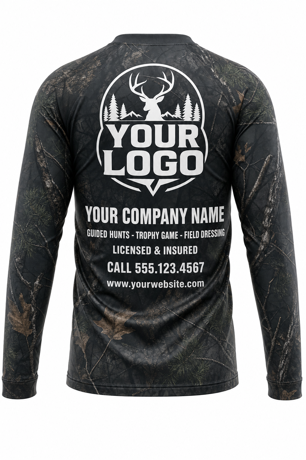 Black Bear Hunting Guide Crew Uniform - custom company logo all-over-print uniform