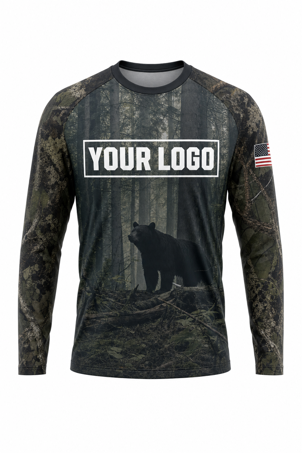 Black Bear Hunting Guide Crew Uniform - custom company logo all-over-print uniform