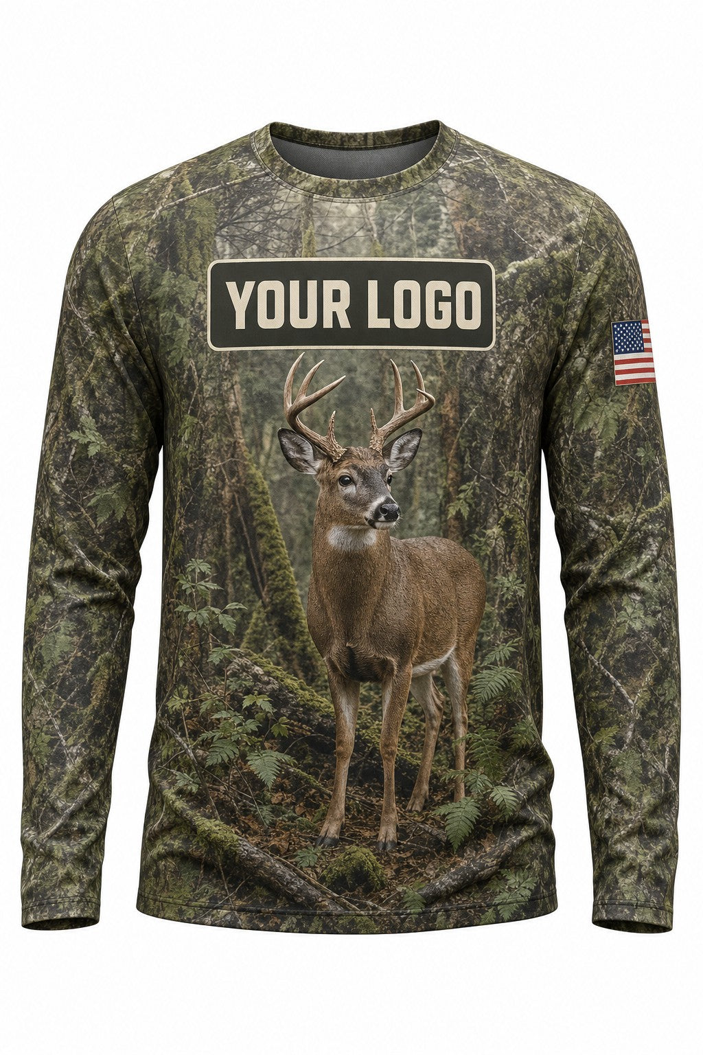 Blacktail Deer Custom Hunting Team Uniform - front view, custom company logo all-over-print uniform