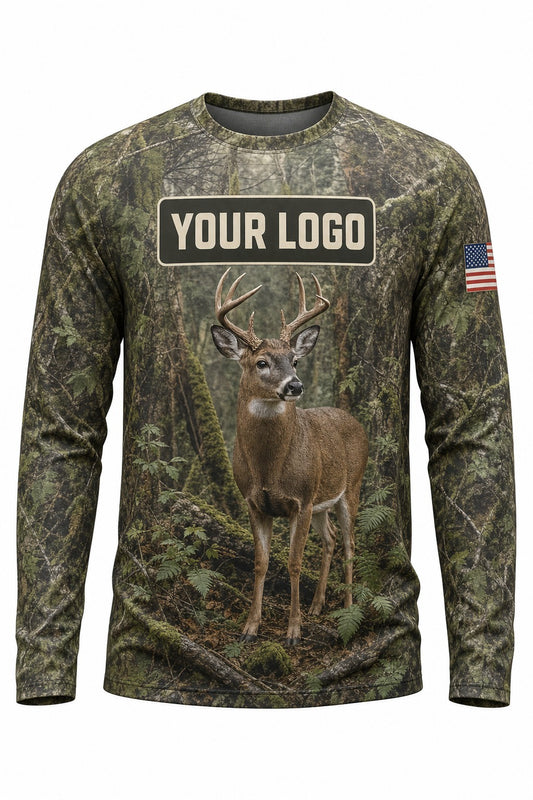 Blacktail Deer Custom Hunting Team Uniform - front view, custom company logo all-over-print uniform