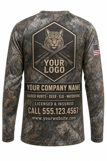 Bobcat Predator Custom Hunting Team Uniform - back view, custom company logo all-over-print uniform