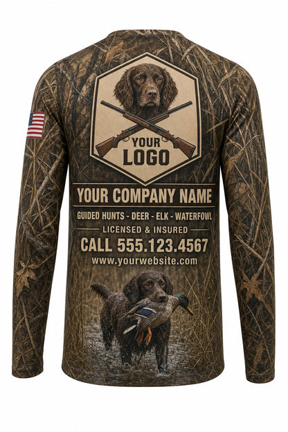 Boykin Spaniel Duck Custom Hunting Team Uniform - back view, custom company logo all-over-print uniform