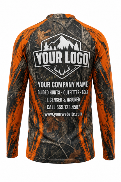 Camo Blaze Hybrid Hunting Guide Crew Uniform - custom company logo all-over-print uniform