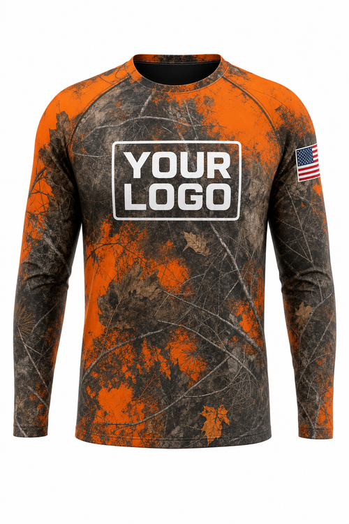 Camo Blaze Hybrid Hunting Guide Crew Uniform - custom company logo all-over-print uniform
