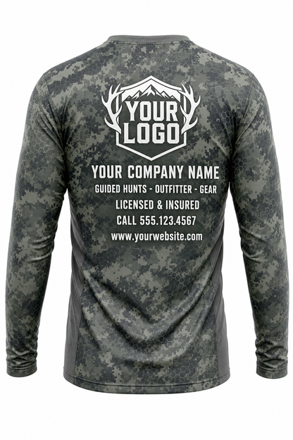 Camo Digital Tactical Hunting Guide Crew Uniform - custom company logo all-over-print uniform