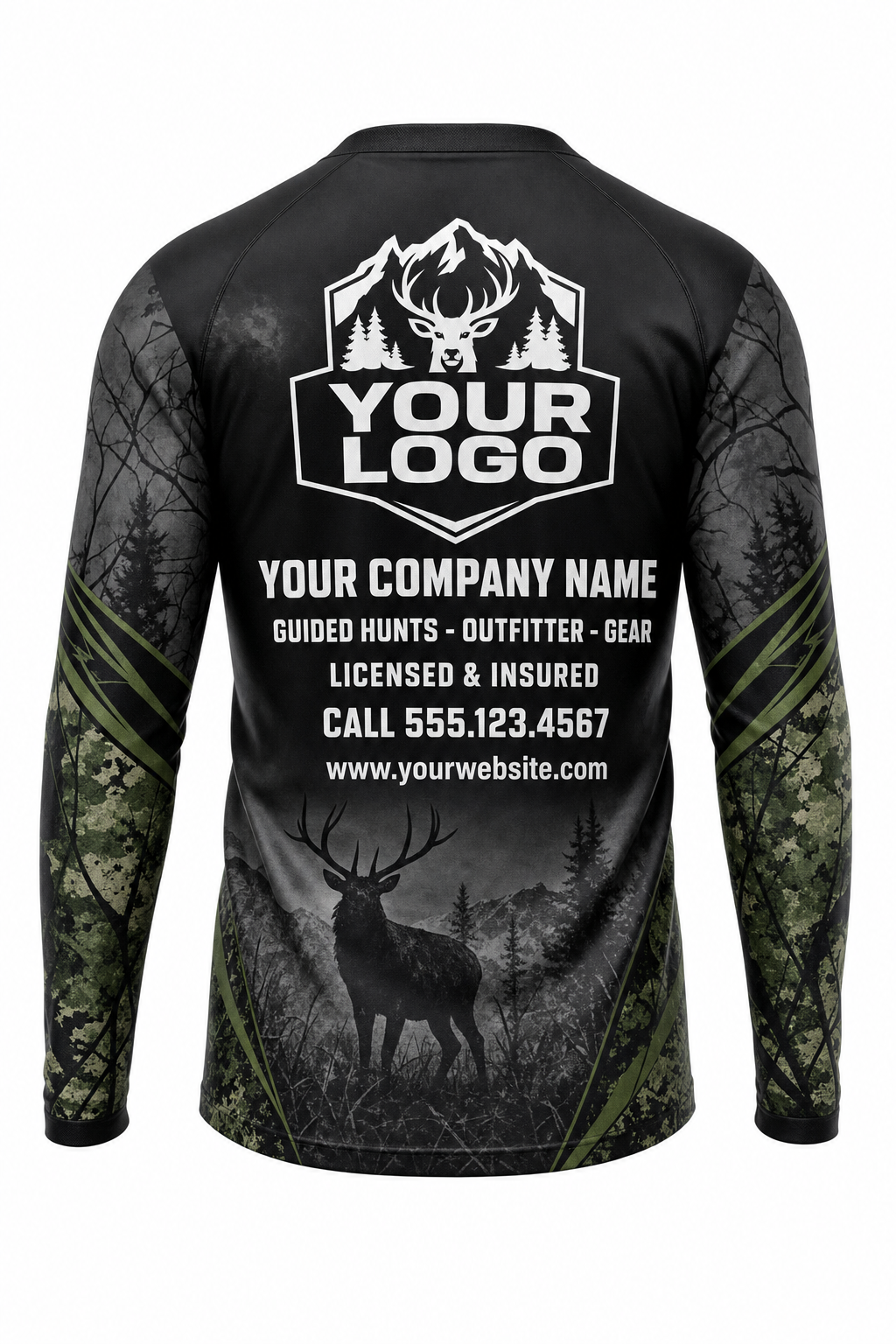 Camo Geometric Tactical Hunting Guide Crew Uniform - custom company logo all-over-print uniform