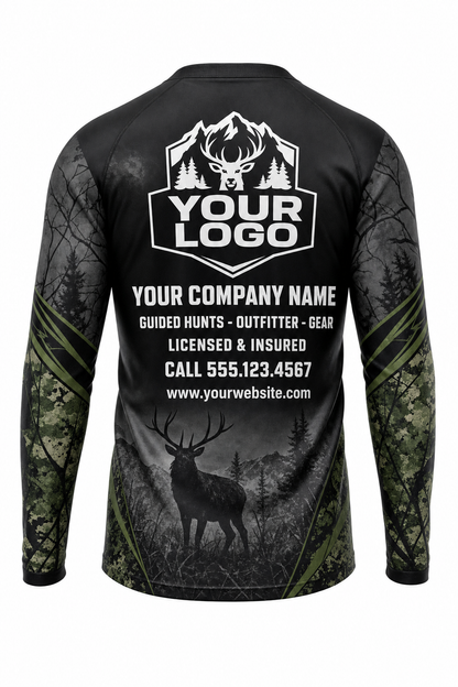 Camo Geometric Tactical Hunting Guide Crew Uniform - custom company logo all-over-print uniform