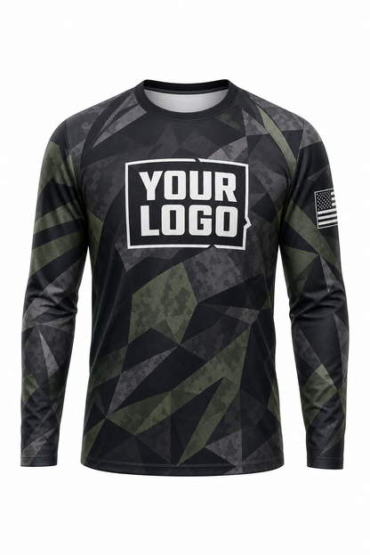 Camo Geometric Tactical Hunting Guide Crew Uniform - custom company logo all-over-print uniform