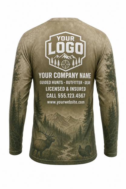 Camo Marsh Grass Hunting Guide Crew Uniform - custom company logo all-over-print uniform