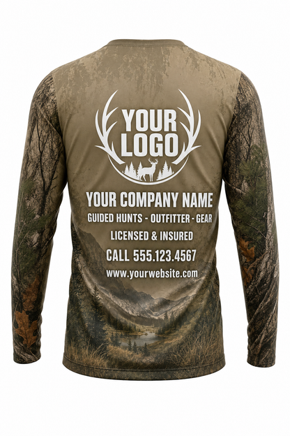 Camo Multi-Terrain Hunting Guide Crew Uniform - custom company logo all-over-print uniform