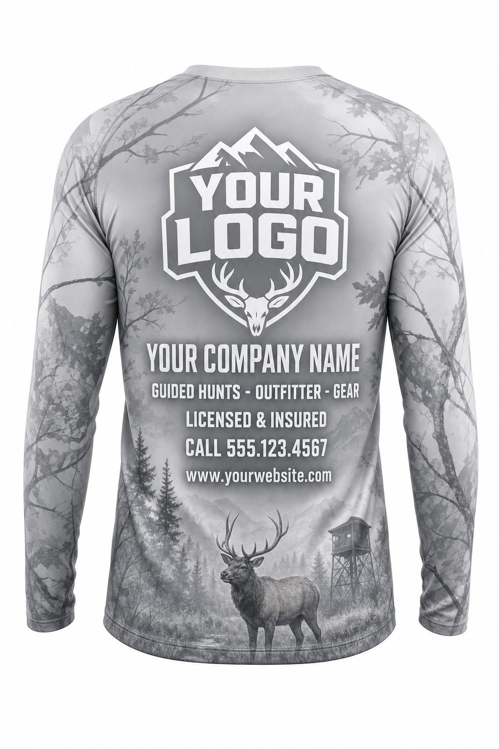 Camo Snow Winter Hunting Guide Crew Uniform - custom company logo all-over-print uniform