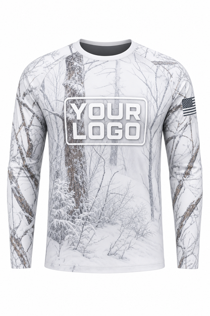 Camo Snow Winter Hunting Guide Crew Uniform - custom company logo all-over-print uniform
