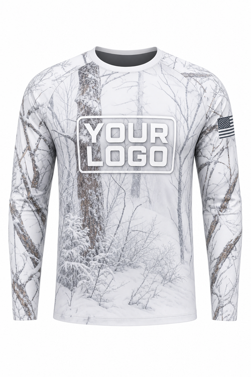 Camo Snow Winter Hunting Guide Crew Uniform - custom company logo all-over-print uniform