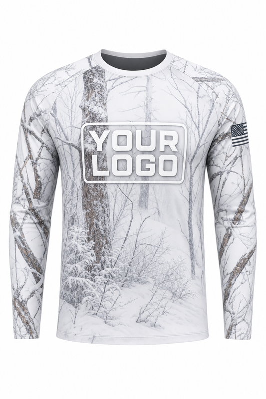 Camo Snow Winter Hunting Guide Crew Uniform - custom company logo all-over-print uniform