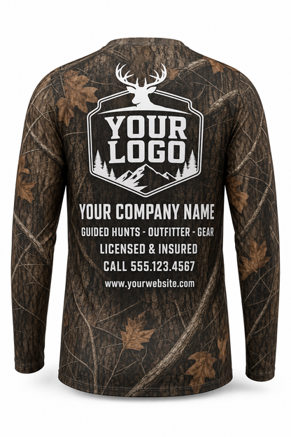Camo Tree Bark Hunting Guide Crew Uniform - custom company logo all-over-print uniform
