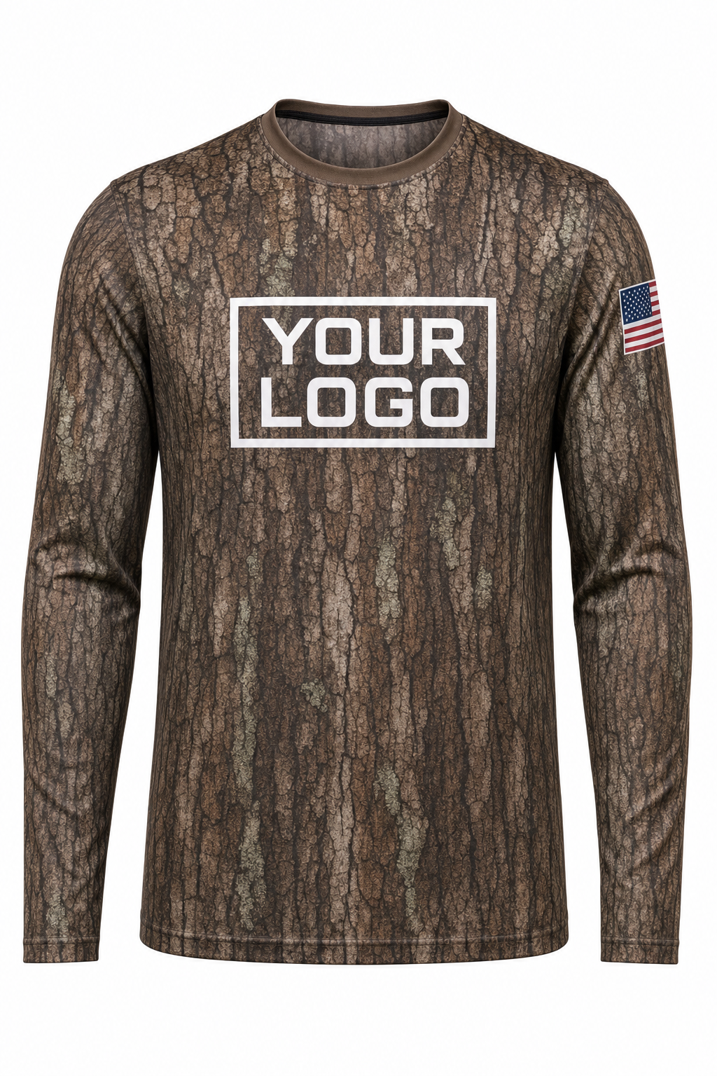 Camo Tree Bark Hunting Guide Crew Uniform - custom company logo all-over-print uniform