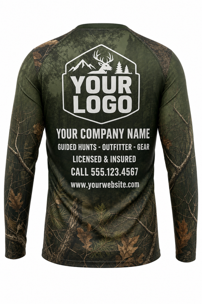 Camo Woodland Classic Hunting Guide Crew Uniform - custom company logo all-over-print uniform