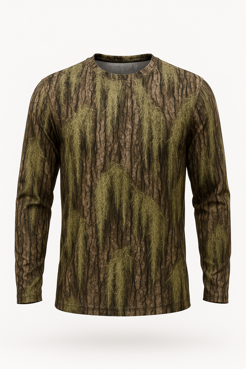 Timber Moss Camo all over print long sleeve hunting shirt