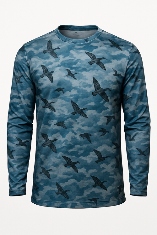 Waterfowl Sky Camo all over print long sleeve hunting shirt