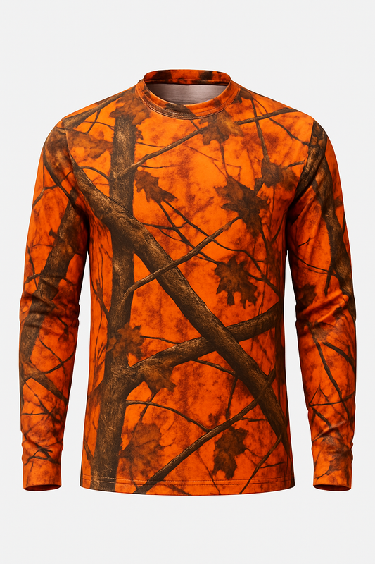 Blaze Safety Camo all over print long sleeve hunting shirt