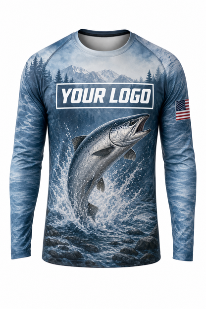 Chinook Salmon Fishing Charter Crew Uniform - custom company logo all-over-print uniform