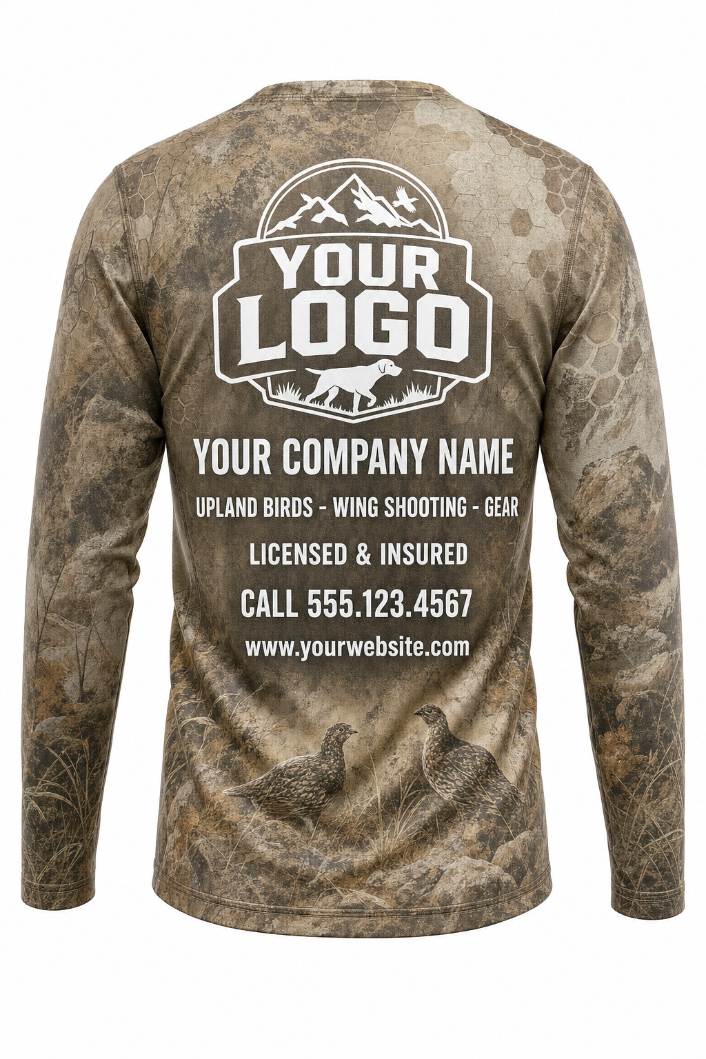 Chukar Hunting Guide Crew Uniform - custom company logo all-over-print uniform