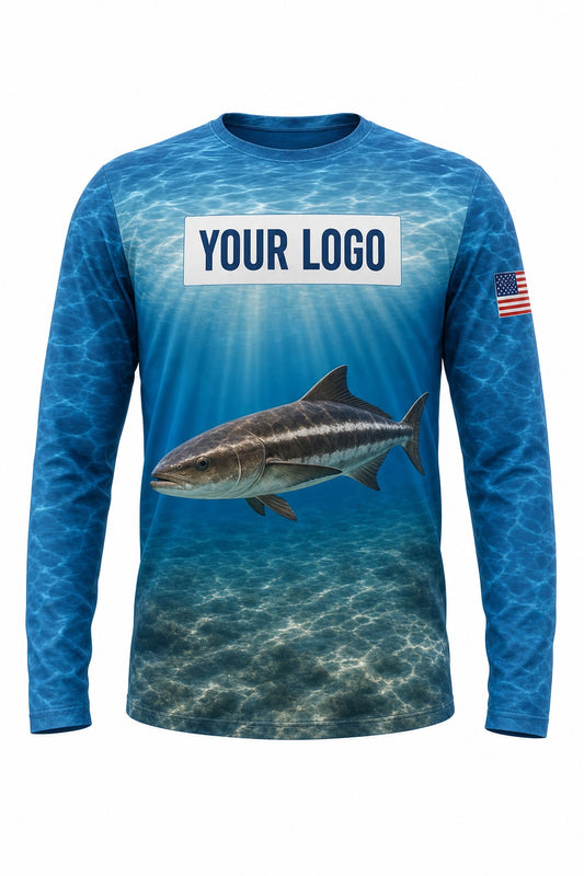 Cobia Custom Fishing Team Uniform - front view, custom company logo all-over-print uniform