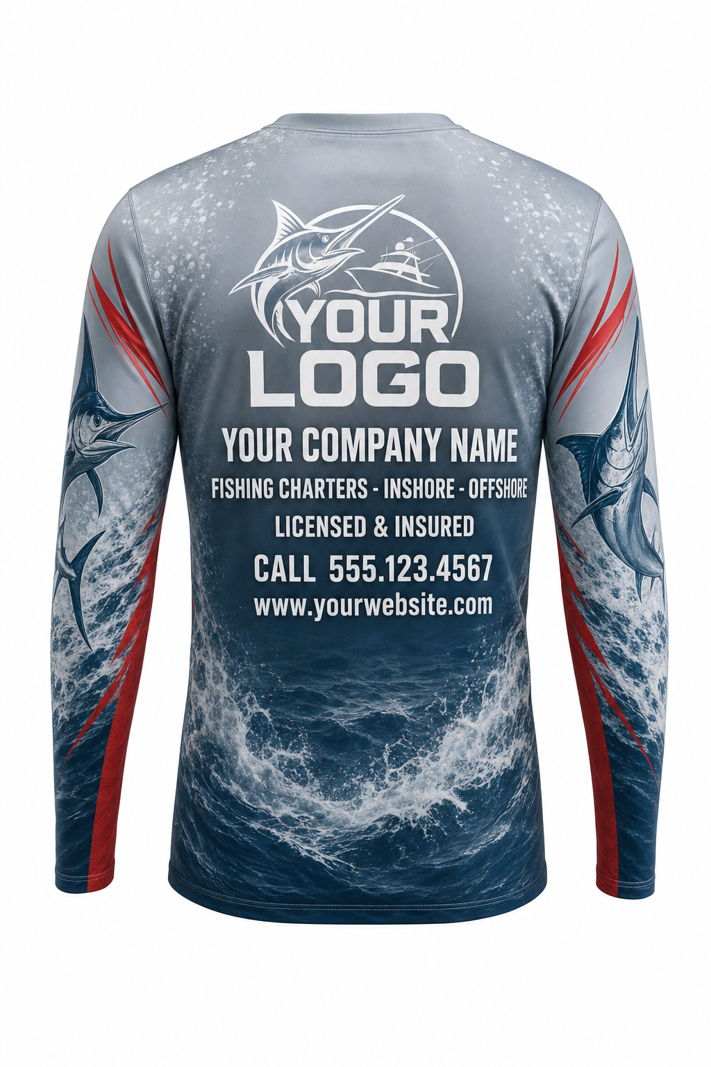 Coho Salmon Fishing Charter Crew Uniform - custom company logo all-over-print uniform