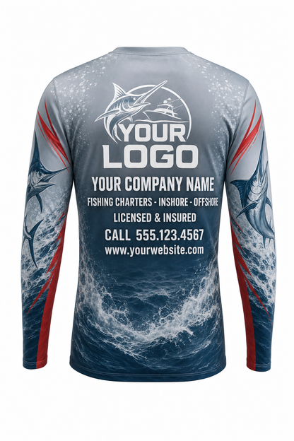 Coho Salmon Fishing Charter Crew Uniform - custom company logo all-over-print uniform