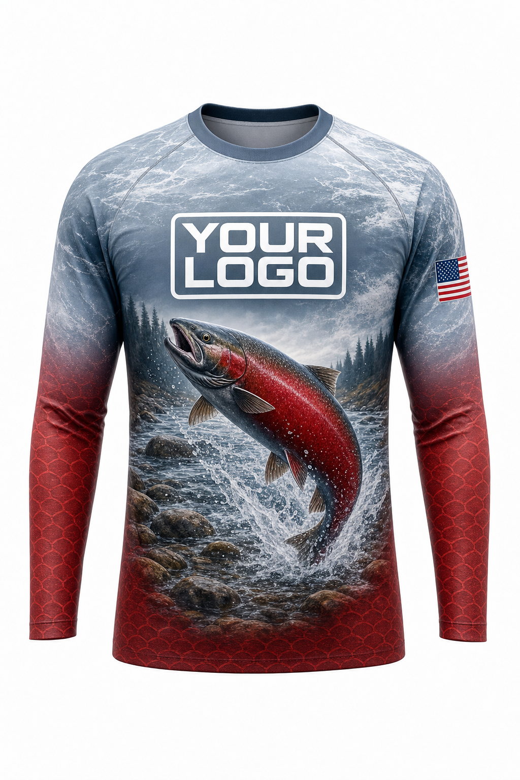 Coho Salmon Fishing Charter Crew Uniform - custom company logo all-over-print uniform